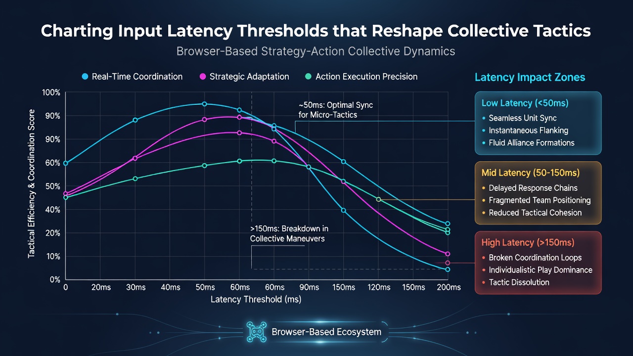 Chart displaying latency threshold bands and corresponding changes in team tactic selection within browser strategy-action games