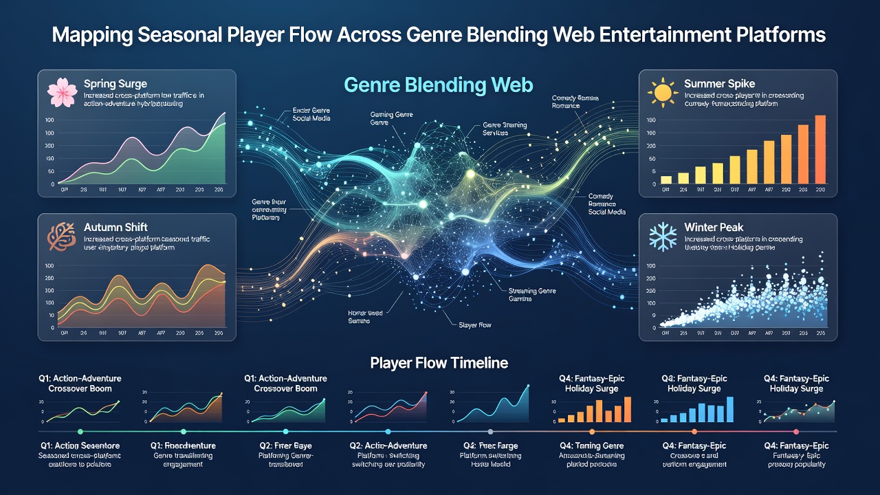 Network diagram illustrating player transitions between blended genres over multiple seasons