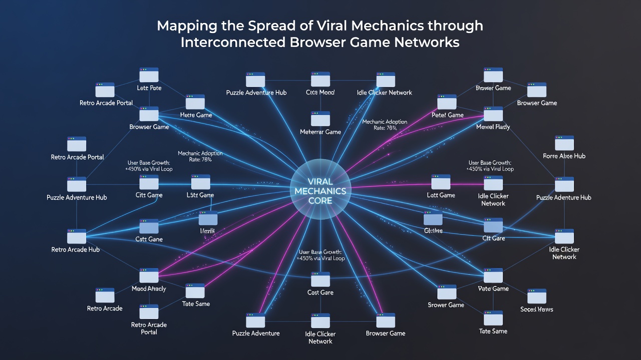 Data graph illustrating viral mechanic adoption rates across browser game networks in 2026