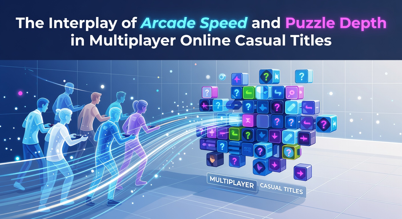 Multiplayer casual game interface showing fast-moving arcade elements combined with layered puzzle grids on a browser screen