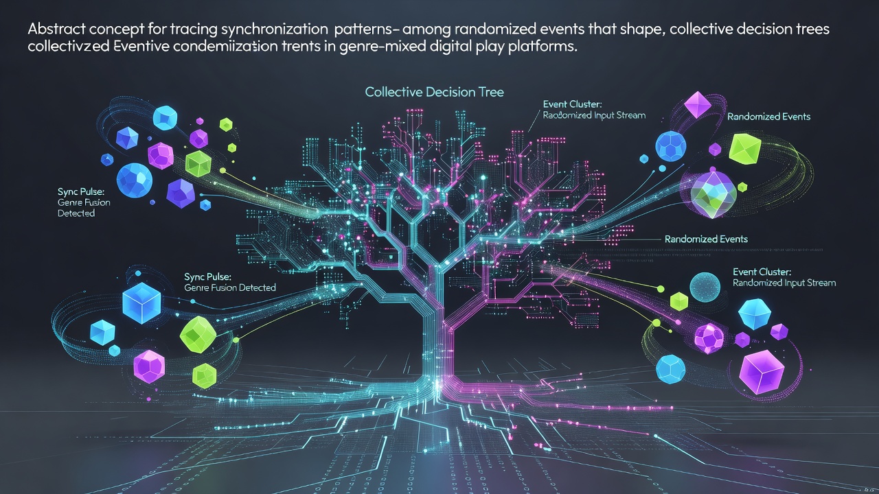 Diagram illustrating randomized event flows and decision tree branches in mixed-genre browser game platforms